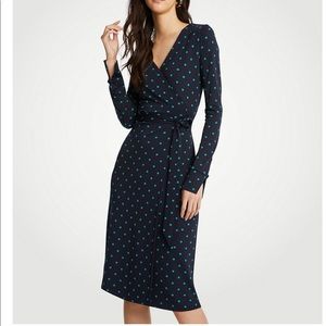 Ann Taylor Polka Dot Button Cuff Wrap Dress